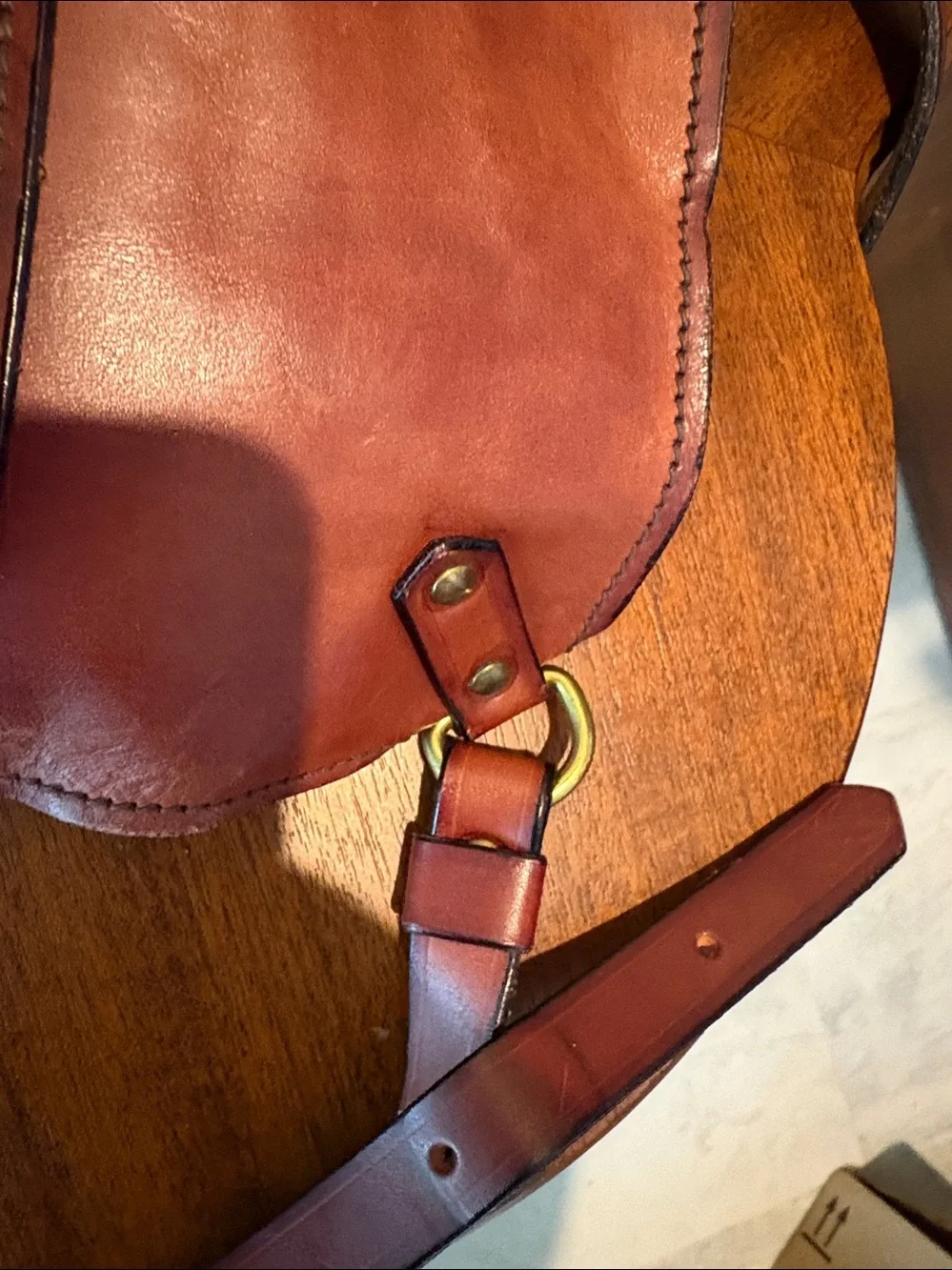 Namsce Bazar San Gimignano  Italian Leather backpack/Horse logo Brown/Gold turnl